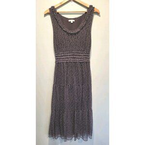 Black Polkadot Sleeveless Tiered Midi Dress Sz L Max Studio Dark Cottagecore